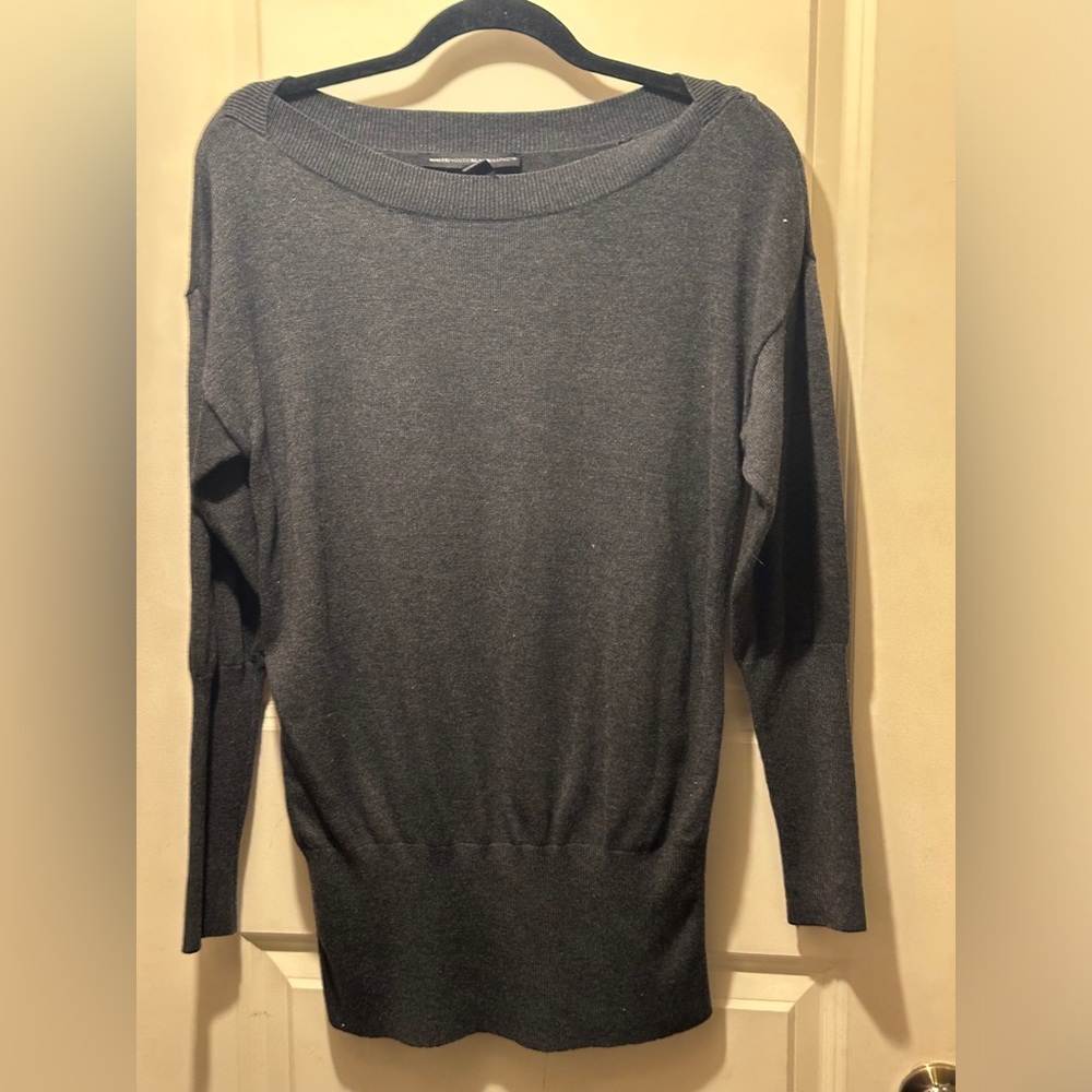 White House Black Market Luxe Heather Grey Sweater with Dolman Sleeves